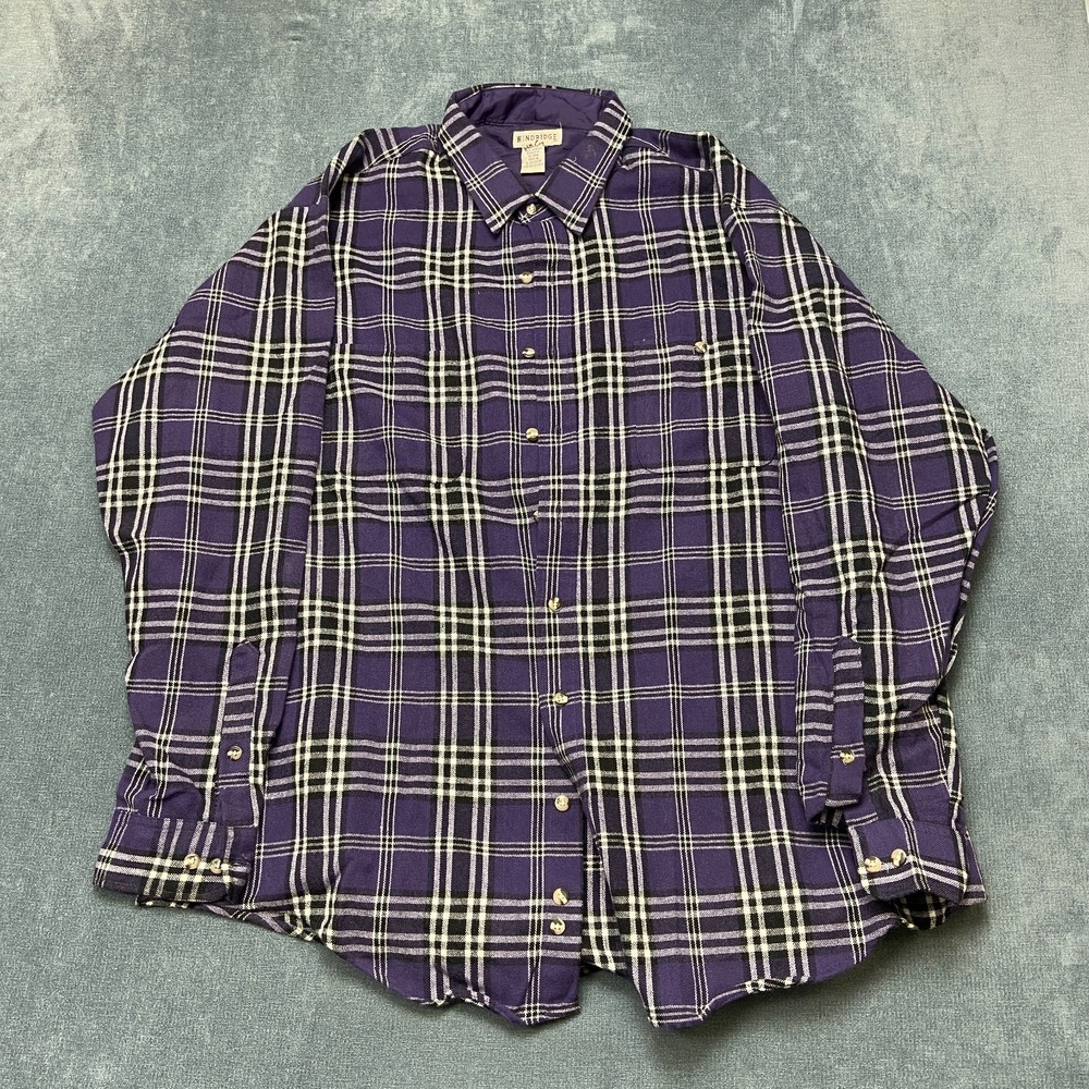 Windridge Flannel Shirt Mens 2XLT Multicolor Plaid Long Sleeve Formal Button Up